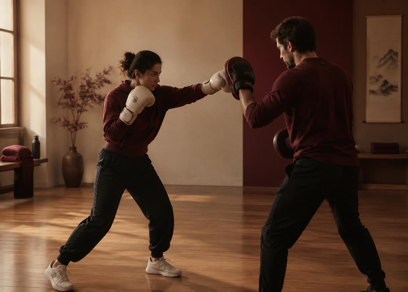 Een jongere traint met een coach in een rustige trainingsruimte